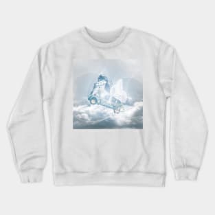 Fantasy Blue Butterfly Winged Flying Horse Car Crewneck Sweatshirt